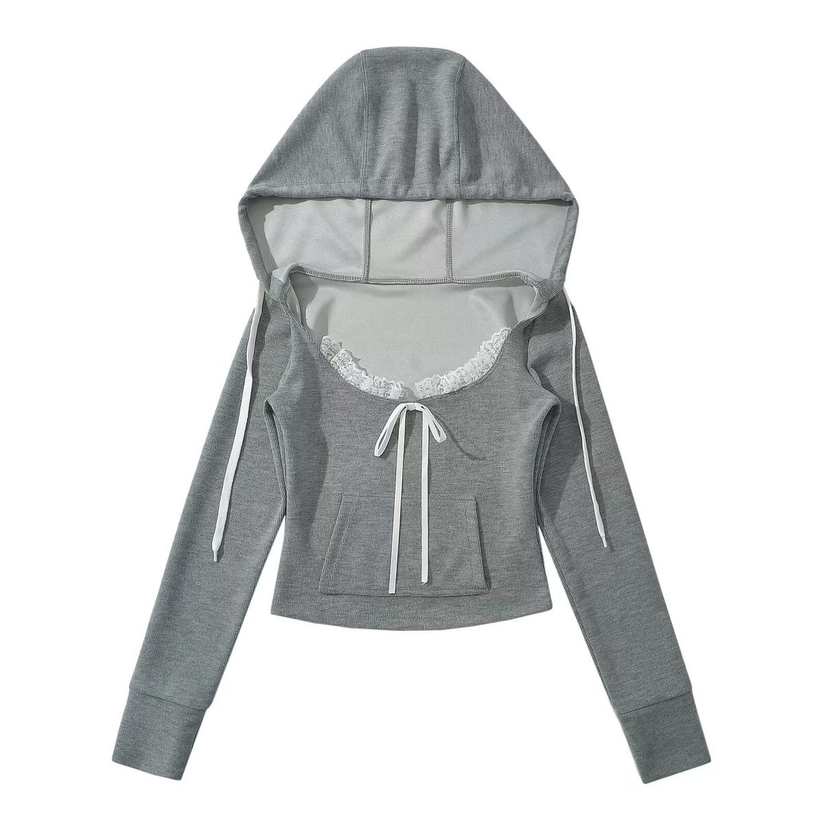 Verve 2024 Summer New Women's Fashion Square Neck Hooded Top + Elastic Waist Skirt Lace Patchwork Set_ecoleips.com