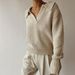 Women's Solid Color Casual Sweater Fashion Versatile Loose Top For Spring/Autumn Comfortable Acrylic Spandex Pullover_ecoleips.com