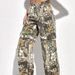 Women's Printed Cargo Jeans - High-Waisted Straight-Leg Denim Pants With Artistic Floral Design (XS-2XL, Unique Woodland Print)_ecoleips.com