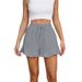 Aria Basics Aria Basics European And American Foreign Trade Clothing Independent Station Women's Cotton Linen Shorts Ruffled Elastic_ecoleips.com