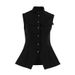 Women's Clothing Women's Elegant Sleeveless Top Vest Style Stand Collar Button Detail Spring Summer Waist Slit For Formal & Casual For Women_ecoleips.com