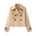 Women's Stylish Short Trench Coat – European & American Design, Lightweight Casual Jacket, Versatile For Spring & Fall_ecoleips.com