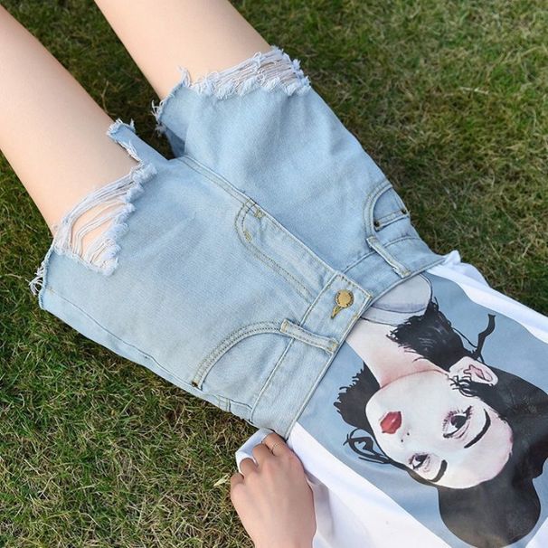 2025s Raw Hem Denim For Women Summer 2025 New Korean Style Loose Black Ripped Hot Girl Wide Leg Shorts_ecoleips.com