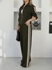 Women's Clothing High Waisted Wide Leg Pants Set Zip Up Jacket Autumn Trendy Two Piece Outfit Regular Size Polyester_ecoleips.com
