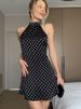 JULISSA MO Printed Polka Dot Halter Women Dress White Backless High Waist Mini Dress Female Summer Slim Casual Party Club Dress_ecoleips.com