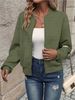 Women's Stylish High-Neck Zip-Up Knit Cardigan Long Sleeve Elegant Outerwear For Casual & Office Wear (Green, Black, White, Light Grey)_ecoleips.com