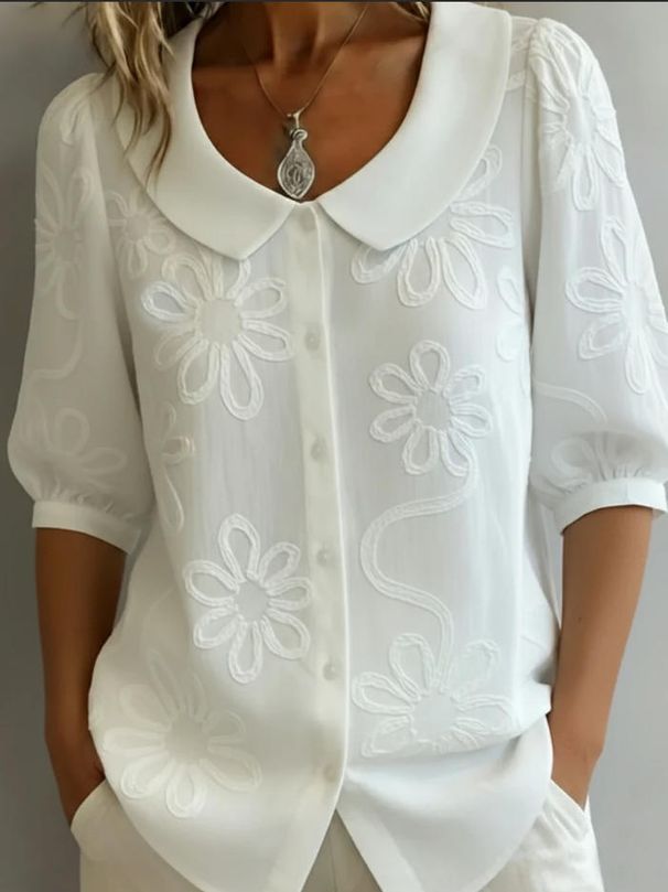 Vintage Floral Embroidered Shirt – Oversized Button-Up Blouse With Roll-Up Sleeves (S-3XL, Euro/US Bestseller)_ecoleips.com