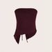 Women's Clothing Summer New Style Drawstring Slit Irregular Waffle Slim Fit Tube Top Vest Top_ecoleips.com
