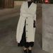 Women's Clothing Women's Chunky Knit Cardigan With V-Neck & Cable Design - Oversized Long Open Front Sweater In Khaki, Brown, Black (One Size)_ecoleips.com