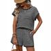 Women's Short Sleeve Top & Shorts Set - Contrast Trim Casual Two-Piece Outfit_ecoleips.com