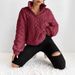 Women's Reversible Sherpa Fleece Zip-Up Hoodie - Plush Textured Pullover With Jacquard Floral Pattern, Oversized Casual Outerwear_ecoleips.com