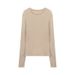 Silk Round Neck Basic Cool Socket Sun Protection Clothing, Long Sleeved Women's T-shirt, Summer Thin Top_ecoleips.com