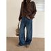 ICC Vintage Wash Pattern Flocked Slimming Straight-Leg Jeans For Women, Winter Style, Guangzhou Thirteen Lines 10580_ecoleips.com