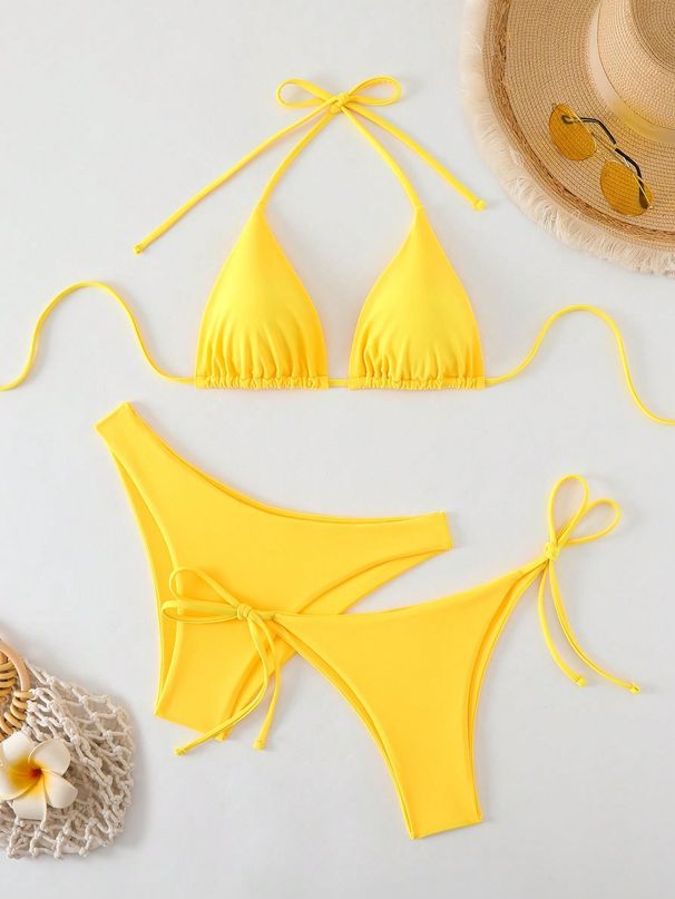 Women's Clothing Trendy Printed Halter Neck Suspenders Sexy Bikini Split System Strap Hot Spring_ecoleips.com