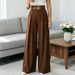 Women's High-End Belted Straight Leg Trousers Solid Color Casual Wide Leg Long Trousers_ecoleips.com