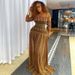 Retro Slimming Women's Dress Elegant Slightly Sheer a Line Print round Neck Long Sleeves_ecoleips.com