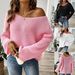 Women's Off-Shoulder Sweater Top Loose Fit Bell Sleeve Knit Pullover Casual Chic Streetwear_ecoleips.com