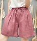 Suitable For All Seasons Pure Linen Shorts 2025 Summer New Handmade Wrinkled Casual For Women, Loose Fit, Slimming, Covering Flaws, Pants 2563_ecoleips.com