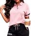 Women's Pink Two Piece Set Short Sleeve, Casual Ribbed Knit Crop Top And High Waisted Shorts Outfit_ecoleips.com