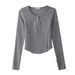 #Selection Of Quality # Three Dimensional Line Curved Long Sleeve T-Shirt For Women 2025 Autumn New High Waist Short Hot_ecoleips.com