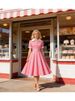 Vintage Women's Summer Dress Pink Polka Dot Peter Pan Collar Sweet Short Sleeve A-Line For Diner & Party_ecoleips.com