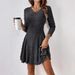 Women's Clothing Knitted A-Line Dress Autumn Winter Fashion Long Sleeved_ecoleips.com