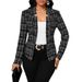 Women's Slim Fit Checkered Blazer Jacket - Autumn Office Wear, Stylish Print Design, Lightweight Polyester, S/M/L/Xl_ecoleips.com