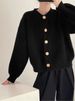 K Design Sense Single-breasted Knitted Cardigan For Women; Loose, Pure Color, Round Neck Top With A Lazy Style._ecoleips.com