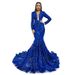 Women's Clothing Temperament Party V Neck Sequin Banquet Hip Wrapped Fishtail Trailing Evening Dress Royal Blue Dress_ecoleips.com
