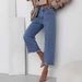 Women's Clothing High-Waisted Slimming Denim Jeans Versatile Solid Color Frayed Straight Leg Cropped Fashion_ecoleips.com