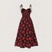 Flowy Floral Wrap Neck Midi Dress For Women - Summer A-Line Sundress With Elastic Waist & Adjustable Straps (Black/Yellow, Red)_ecoleips.com