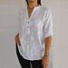 Women's Clothing Ladies Lace Embroidery Button V Neck Shirt_ecoleips.com