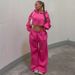 Women's Streetwear Hooded Crop Top & Slim Fit Joggers Set – Zip-Up Long Sleeve & High Waist Pants (S-L, Black & Hot Pink)_ecoleips.com