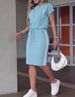 Women's Casual Round Neck Short Sleeve T-Shirt & Midi Skirt Set – 2026 Cross-Border Fashion 2-Piece Outfit With Side Stripe Accents_ecoleips.com