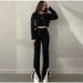 Women's Long Sleeved Knitted Sweater And Trousers Suit Autumn Winter European American Style Cross Border Russian Fashion Top Bottom Set_ecoleips.com