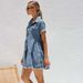 Women's Clothing Short Sleeve Lapel Casual Style Denim Dress_ecoleips.com
