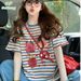 Dopamine-colored Striped Short-sleeve T-shirt For Women, Summer Design With Ruffled Edges, Loose Fit, Plus Size,_ecoleips.com