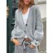 Simple And Minimalist Buttoned Long-Sleeved Sweater In Solid Color, Perfect For Women's Autumn/Winter Wear. Available In_ecoleips.com