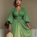 Women's Clothing Spring/Summer V Neck Printed Pleated Dress Style Full Skirt Fashionable Elegant Loose Slimming_ecoleips.com