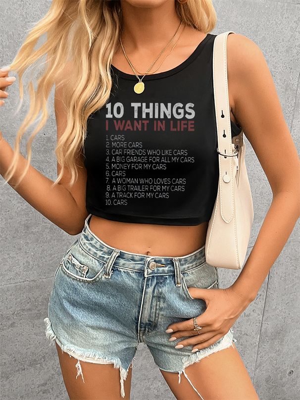 Europe and The United States Women's Fashion Casual Tight Navel Letter Print Women's Tank Tops_ecoleips.com