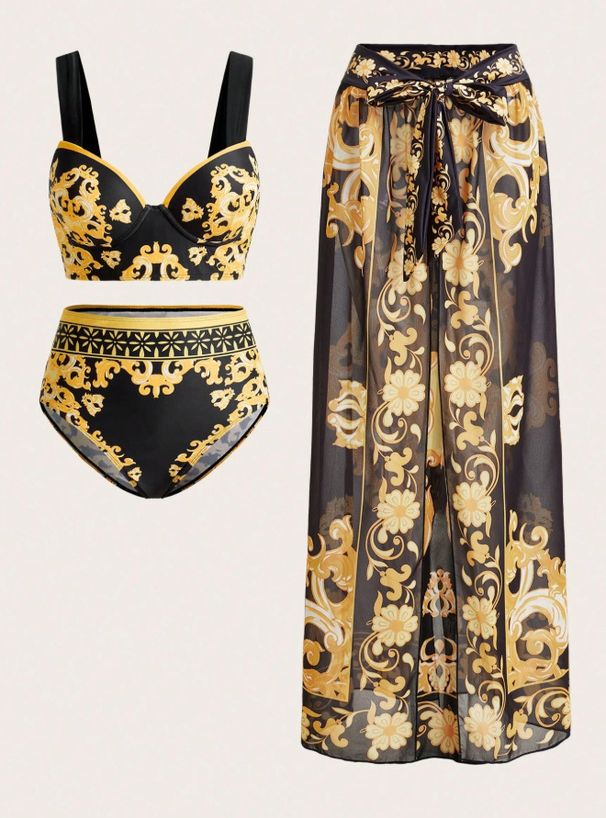 Women's Printed Bikini Set – Sexy Two-Piece Swimwear With Cover-Up – Quick-Dry & Adjustable – S/M/L/XL_ecoleips.com