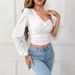 Voya Women's Ins European And American Unique Design T-shirt For Spring And Summer Irregular Niche Single-sided Long Sleeved Top_ecoleips.com