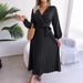 Bestseller Real Shot 2026 European And American Spring-summer Elegant Cross V-neck Large Hem Pleated Long Skirt_ecoleips.com