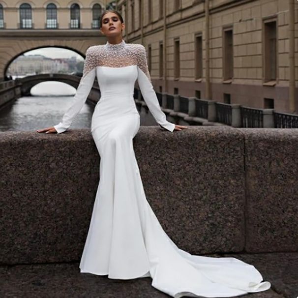 Women’s Clothing Wedding dress new women's clothing sexy fashion wedding dress new small tail wedding dress_ecoleips.com