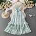 Women's Elegant V Neck Slip Dress With Heavy Crochet Sequins Slimming Sophisticated A Line Skirt For Summer_ecoleips.com