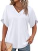 2026 New European American Women Elegant V-Neck Petal Sleeve T-Shirt_ecoleips.com