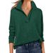 Women's Fashion: Solid Color V-Neck Long-Sleeve Loose-Fitting T-Shirt_ecoleips.com