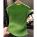 Women's Slim Fit Pleated T-Shirt Simple Solid Color Stand Collar Short Sleeve Versatile Classic Style New Summer Top_ecoleips.com
