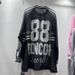 Women's Trendy Long Sleeved T-Shirt Loose Fit Round Neck Casual Top European American Style 88 Letter Print Mesh Patchwork_ecoleips.com