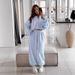 Casual European And American Women's Suit Solid Color Long-sleeved Zipper Hooded Cardigan Elastic Wide-leg Leggings Two-piece Set_ecoleips.com